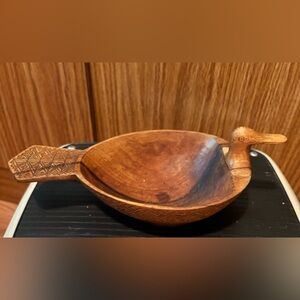 Vintage Yugoslavian MCM Carved Wooden Duck Bowl